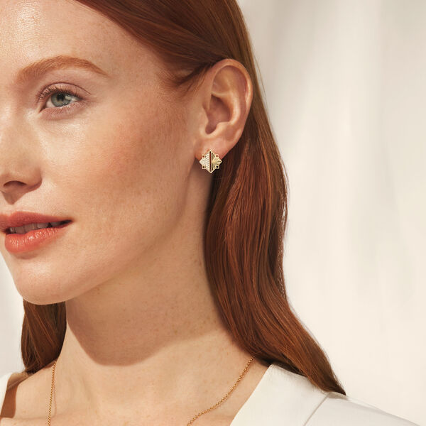 Guilloch&eacute; Yellow Gold and Diamond Earrings